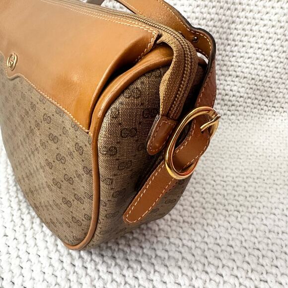 Gucci Vintage 70s Era Micro GG Monogram Crossbody Tan Canvas PVC Crossbody Bag - Picture 4 of 16